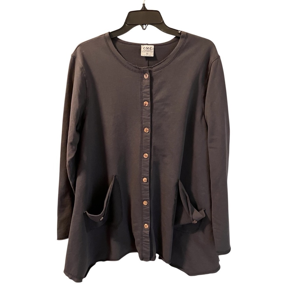 Color Me Cotton Jacket CMC Button Front Casual Gray XL‎ USA Minimalist